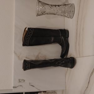 Ariat Leather Embroidered Boot Style #10011938 Size 6 B Black Geometric Western